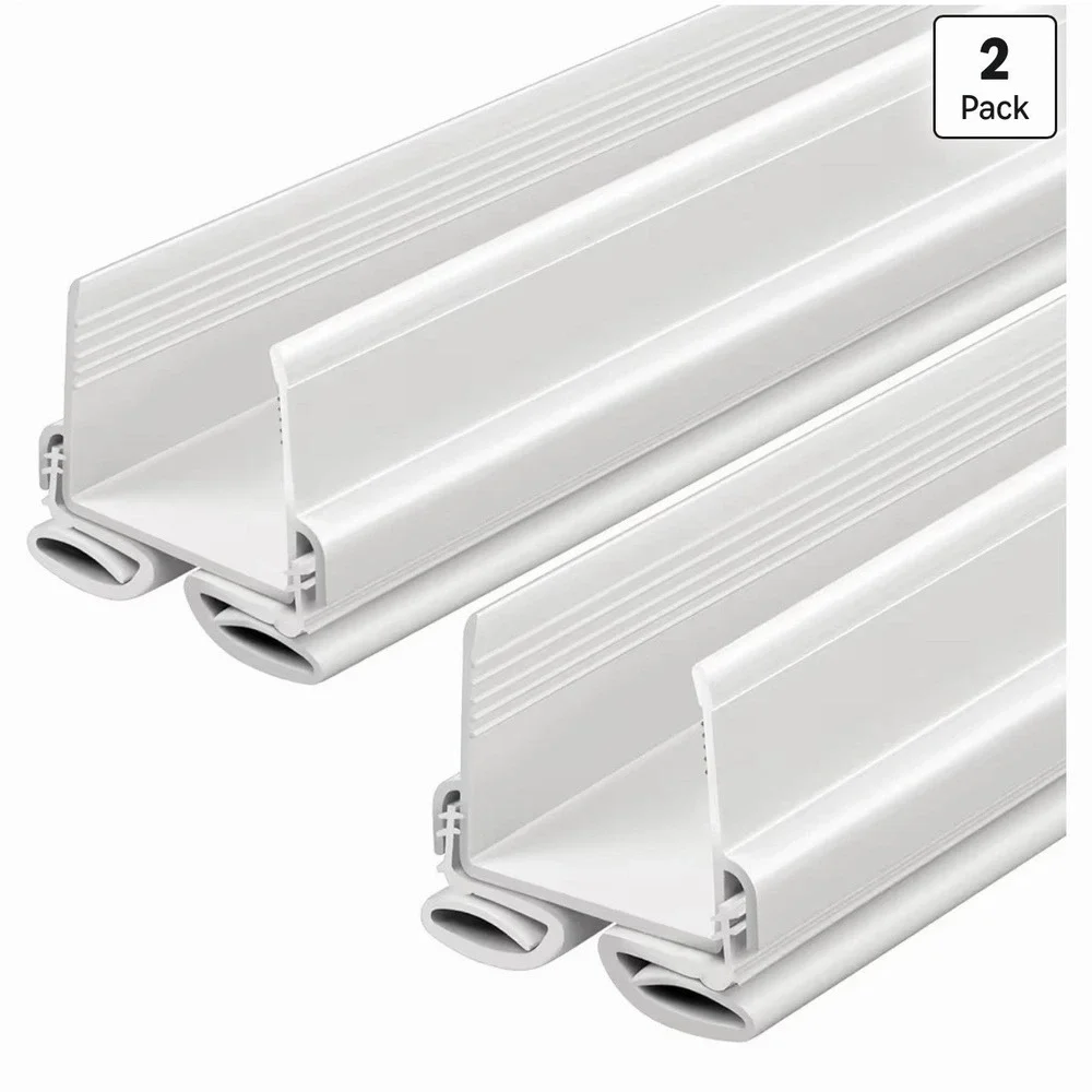 Slide-On Door Bottom Weather Stripping Sweep Seal, White PVC, 2 Pack